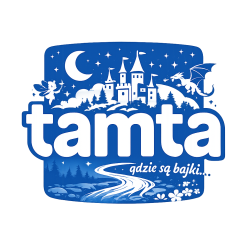 Na obrazku widzimy logo strony z bajkami na dobranoc, idealnej dla rodziców dzieci w wieku 3-10 lat, z elementami magicznego zamku, smoka i wróżki w tle. Nocna sceneria, z księżycem i gwiazdami, zachęca