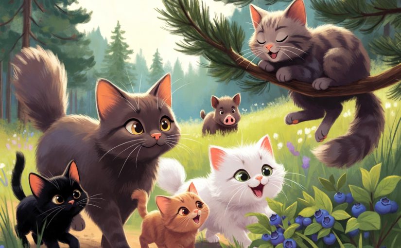 Kocia rodzinka i letni spacer, na którym tata znów zniknął